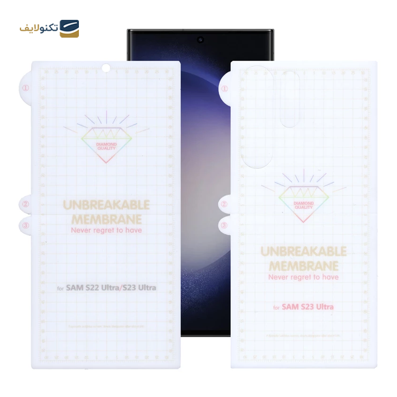 گلس گوشی سامسونگ Galaxy S23 ultra بوف مدل hydrogel به همراه محافظ پشت گوشی - Buff hydrogel Screen Protector For Samsung Galaxy S23 ultra