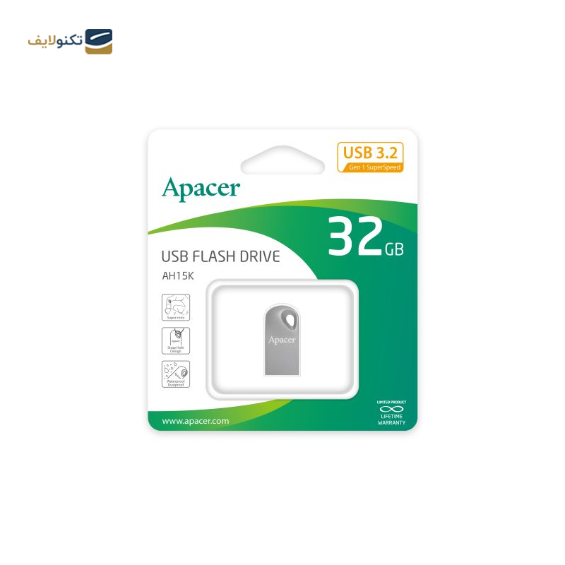 فلش مموری اپیسر مدل AH15K USB 3 ظرفیت 32 گیگابایت - Apacer AH15K USB 3.2 Flash Memory - 32GB