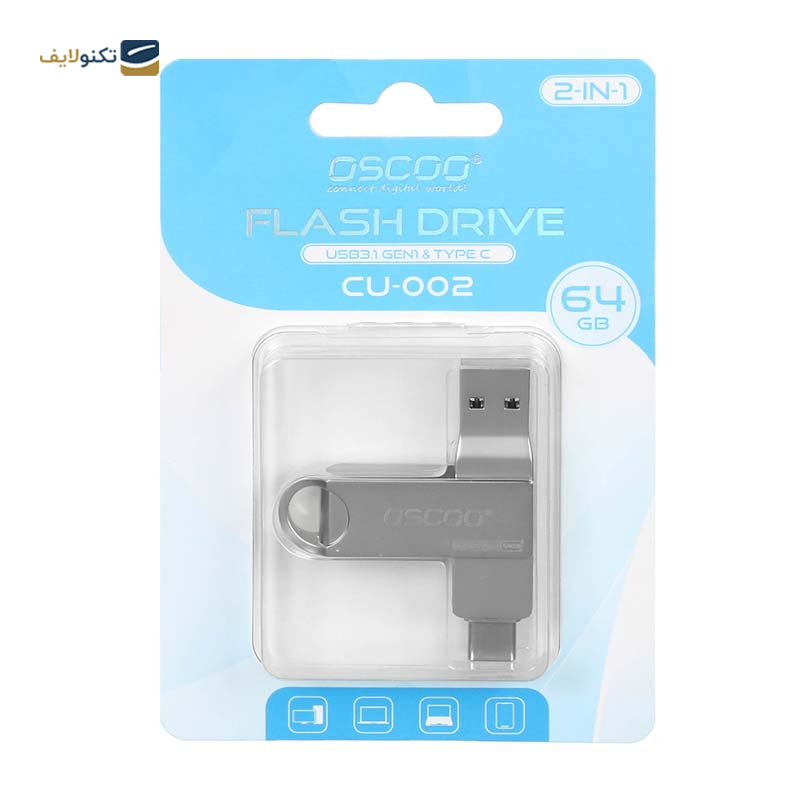 فلش مموری اوسکو مدل CU-002 USB3 ظرفیت 64 گیگابایت - OSCOO CU-002 USB3 Flash Memory-64GB