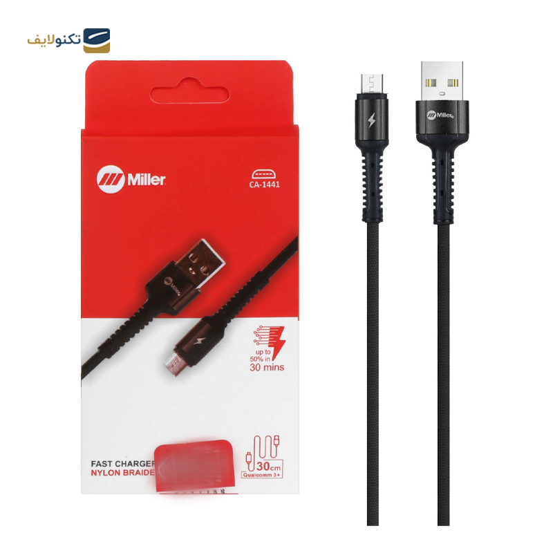 کابل میکرو یو اس بی میلر مدل CA-1441 طول 0.3 متر - Miller CA-1441 MicroUSB Cable 0.3m