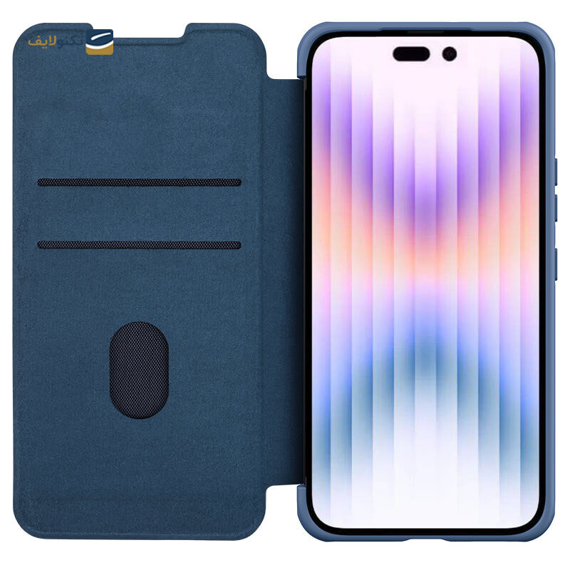 کیف کلاسوری گوشی اپل iPhone 14 Pro - 13 Pro نیلکین مدل Qin Pro Plain Cloth - Nillkin Qin Pro Plain Cloth Cover for iPhone 14 Pro - 13 Pro