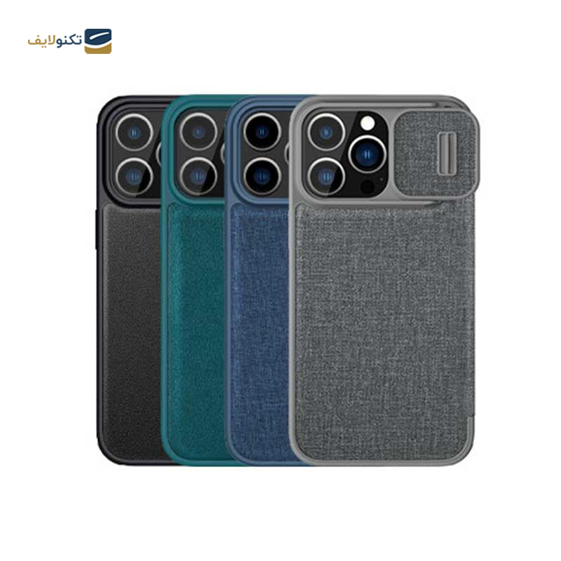 کیف کلاسوری گوشی اپل iPhone 14 Pro - 13 Pro نیلکین مدل Qin Pro Plain Cloth - Nillkin Qin Pro Plain Cloth Cover for iPhone 14 Pro - 13 Pro