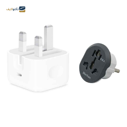 شارژر دیواری اپل مدل 20 وات B/A به همراه تبدیل برق مرکان - Apple 20 Watt Wall Charger B/A