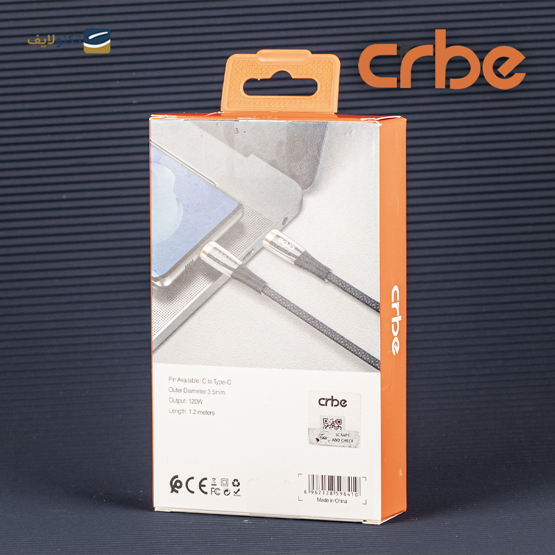 کابل دو سر تایپ سی کربی مدل BE-C104CC طول 1.2 متر - Crbe BE-C104CC USB-C to USB-C Cable 1.2m