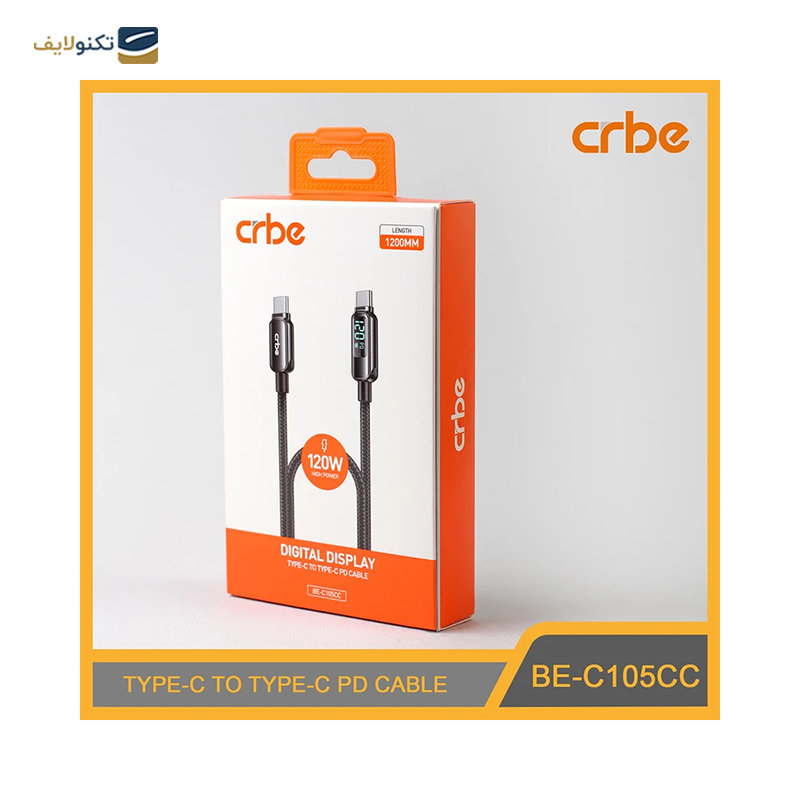 کابل دو سر تایپ سی کربی مدل BE-C105CC 120W طول 1.2 متر - Crbe BE-C105CC 120W USB-C to USB-C Cable 1.2m