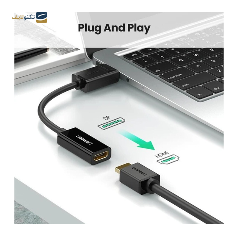 کابل Display Port به HDMI یوگرین MM137 مدل 40363 طول 25 سانتی متر - UGREEN MM137 40363 DisplayPort to HDMI Female adapter cable