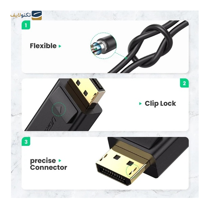 کابل Display Port به HDMI یوگرین MM137 مدل 40363 طول 25 سانتی متر - UGREEN MM137 40363 DisplayPort to HDMI Female adapter cable