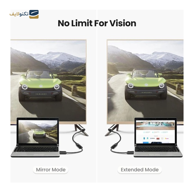 کابل Display Port به HDMI یوگرین MM137 مدل 40363 طول 25 سانتی متر - UGREEN MM137 40363 DisplayPort to HDMI Female adapter cable