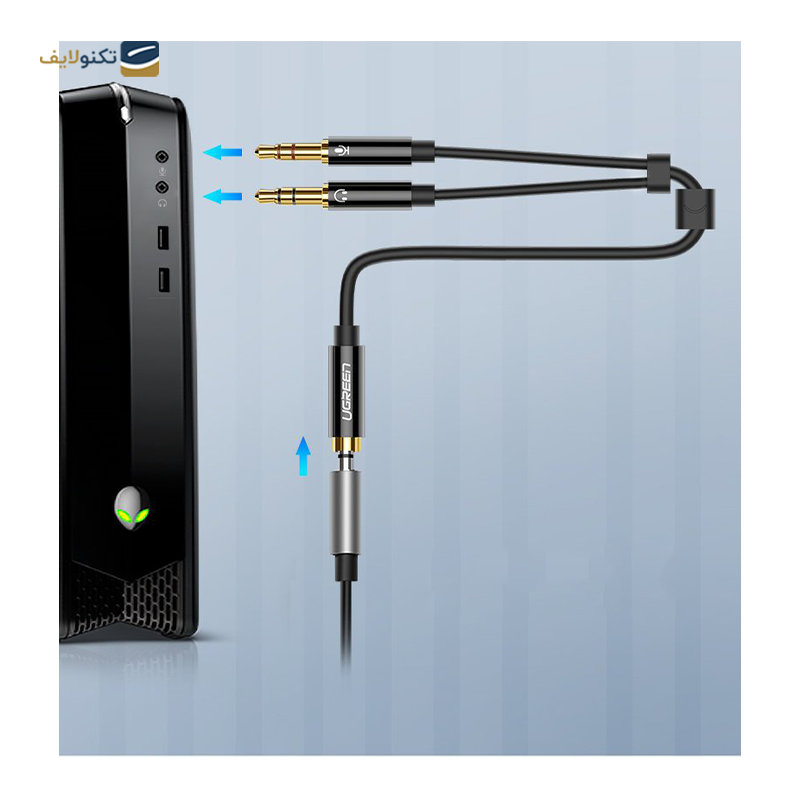 کابل تبدیل 2 به 1 AUX یوگرین AV140 مدل 20899 طول 20 سانتی متر - Ugreen AV140 20899 AUX Cable