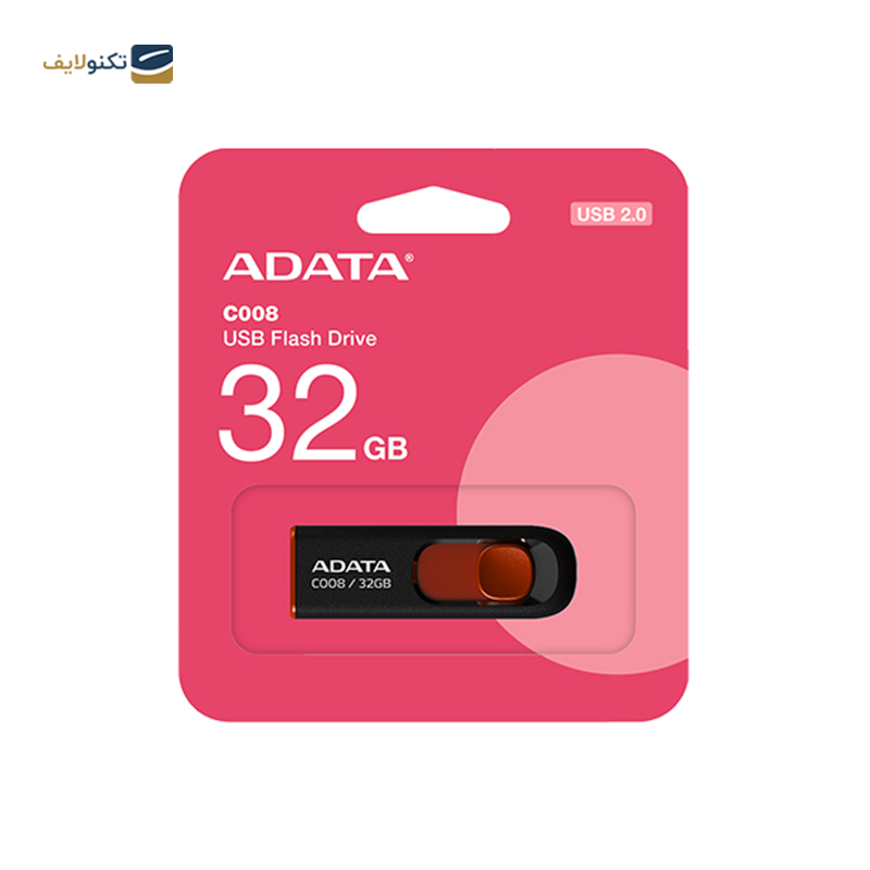 فلش مموری ای دیتا مدل C008 Capless Sliding ظرفیت 32 گیگابایت - ADATA C008 Capless Sliding USB2 Flash Memory - 32GB