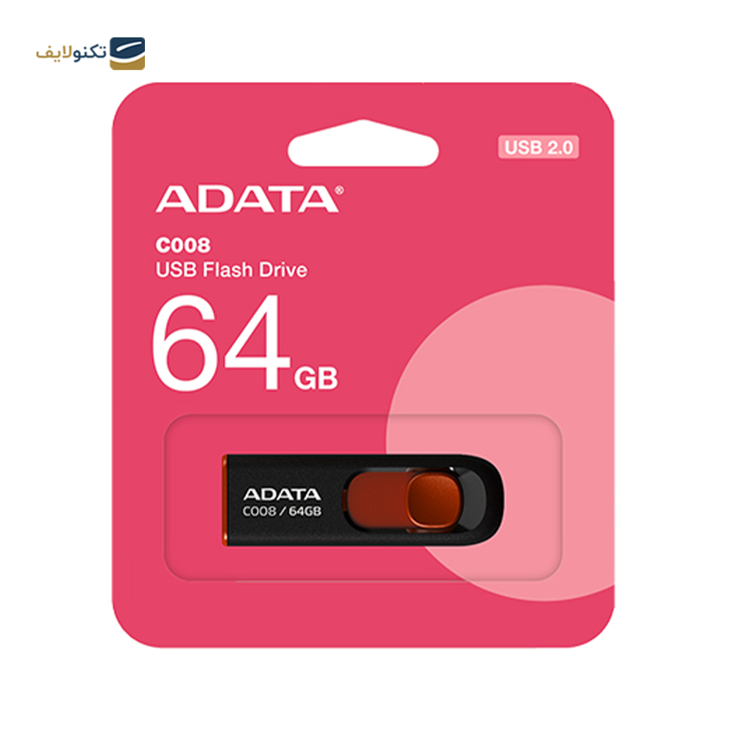 فلش مموری ای دیتا مدل C008 Capless Sliding ظرفیت 64 گیگابایت - ADATA C008 Capless Sliding USB2 Flash Memory - 64GB