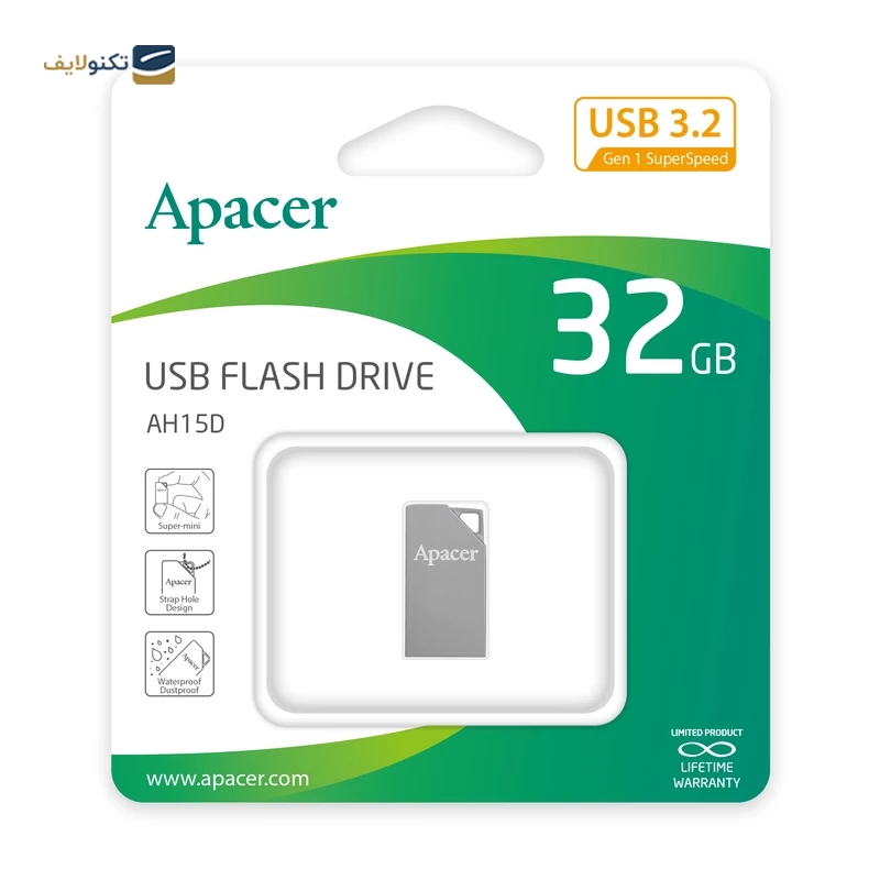 فلش مموری اپیسر مدل AH15D USB 3 ظرفیت 32 گیگابایت - Apacer AH15D USB 3.2 Flash Memory - 32GB