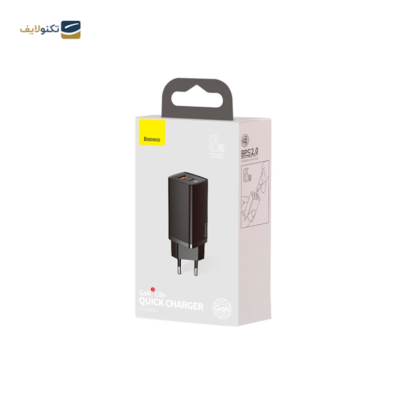 شارژر دیواری باسئوس مدل GaN2 Lite CCGAN2L-B توان 65 وات - Baseus GaN2 Lite CCGAN2L-B Wall Charger 65W