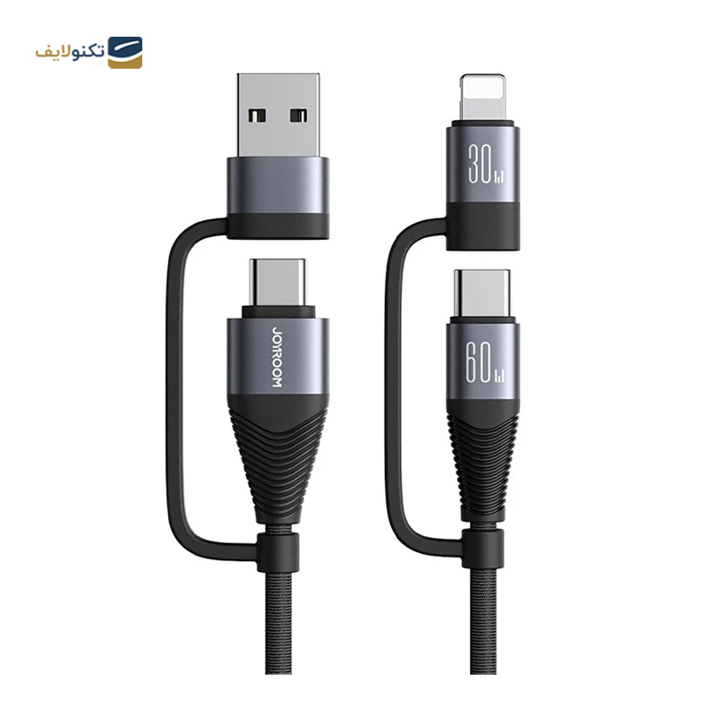 کابل دو سر تایپ سی به لایتنینگ و یو اس بی جوی روم مدل SA37-2T2 طول 1.2 متر - Joyroom SA37-2T2 USB-C to USB-C to Lightning to USB Cable 1.2M