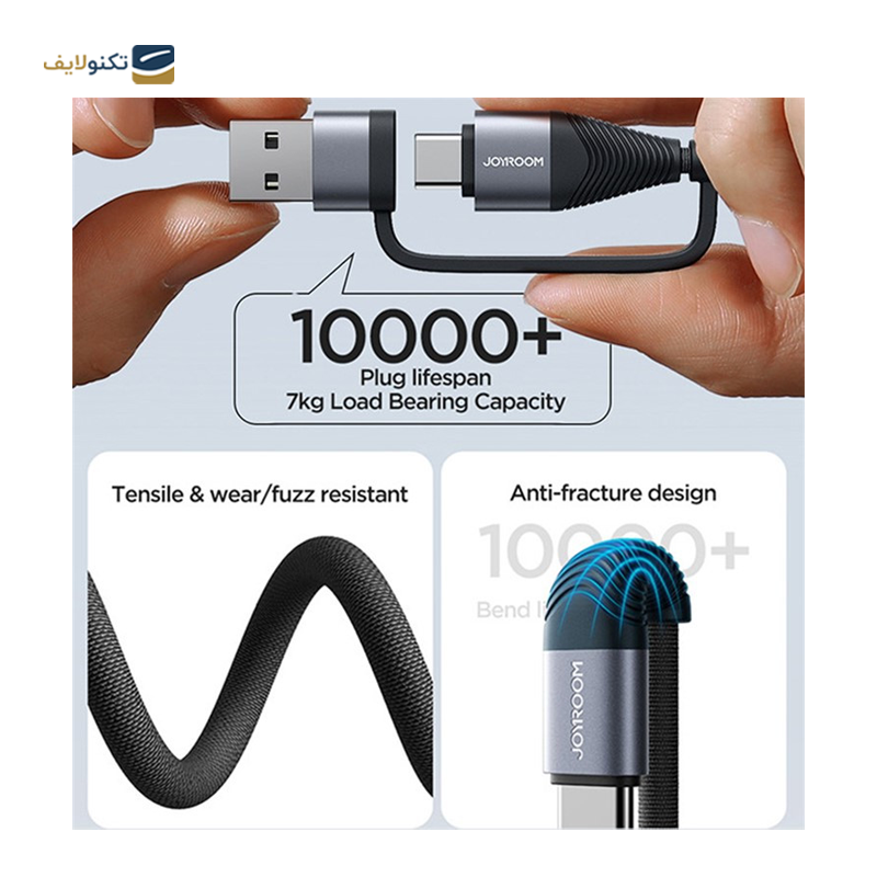 کابل دو سر تایپ سی به لایتنینگ و یو اس بی جوی روم مدل SA37-2T2 طول 1.2 متر - Joyroom SA37-2T2 USB-C to USB-C to Lightning to USB Cable 1.2M