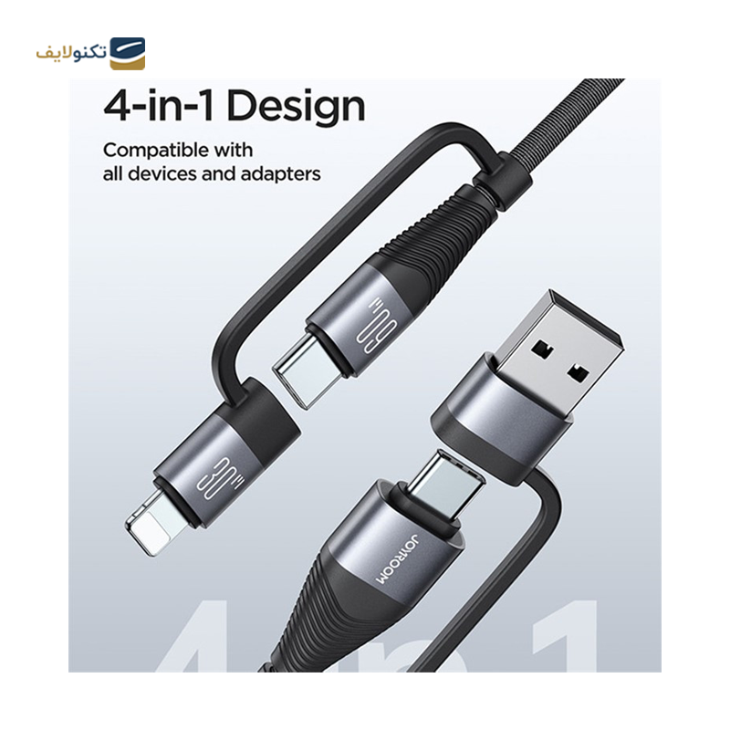 کابل دو سر تایپ سی به لایتنینگ و یو اس بی جوی روم مدل SA37-2T2 طول 1.2 متر - Joyroom SA37-2T2 USB-C to USB-C to Lightning to USB Cable 1.2M