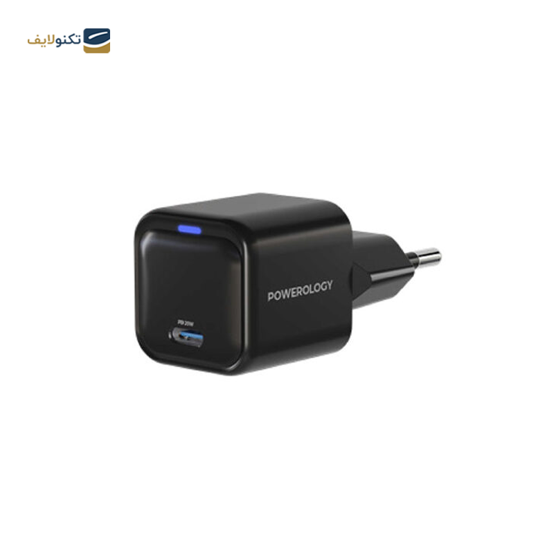 شارژر دیواری پاورولوجی مدل Ultra-Compact GaN PWCUQC015 توان 20 وات - Powerology Ultra-Compact GaN PWCUQC015 20w Wall Charger