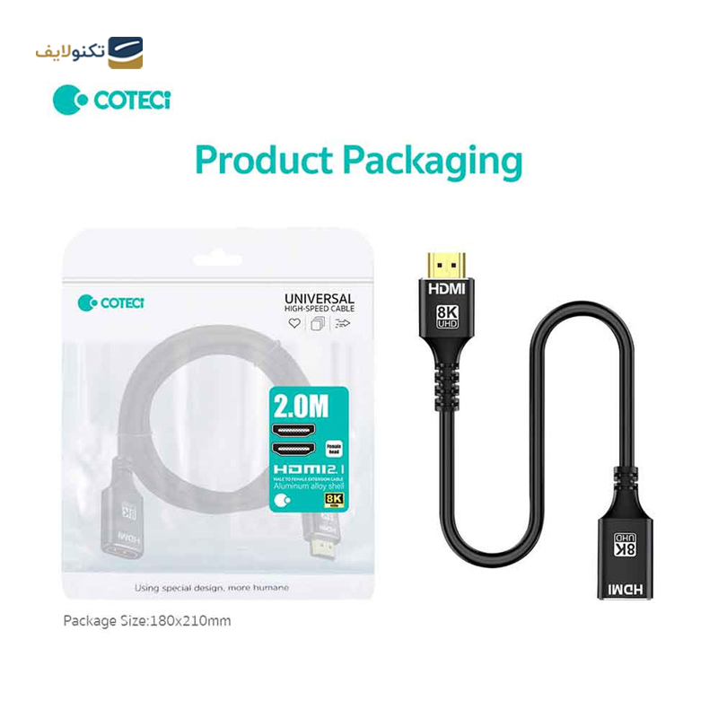 کابل افزایش طول HDMI کوتتسی مدل 87413 طول 1 متر - Coteetci 87413 HDMI Extender Cable 1M