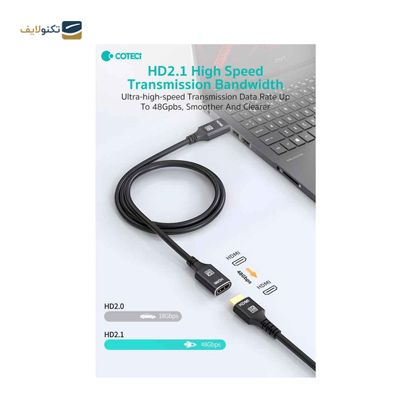 کابل افزایش طول HDMI کوتتسی مدل 87413 طول 1 متر - Coteetci 87413 HDMI Extender Cable 1M