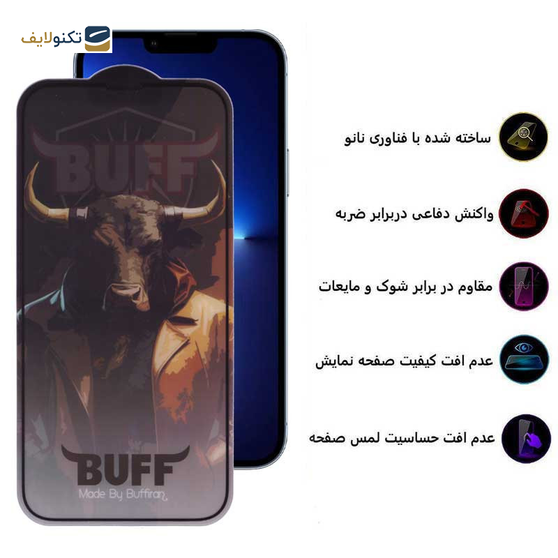 محافظ صفحه نمایش 5D بوف مدل Matte Pro-G مناسب برای گوشی موبایل اپل iPhone 13 Pro Max - Buff 5D Matte Pro-G Glass Screen Protector For Apple iPhone 13 Pro Max