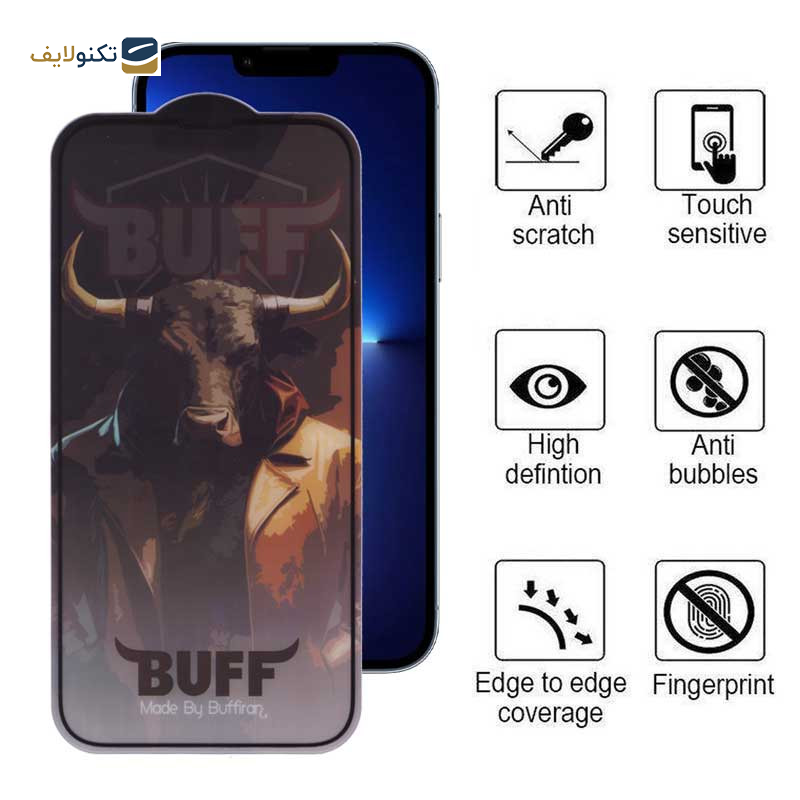 محافظ صفحه نمایش 5D بوف مدل Matte Pro-G مناسب برای گوشی موبایل اپل iPhone 13 Pro Max - Buff 5D Matte Pro-G Glass Screen Protector For Apple iPhone 13 Pro Max