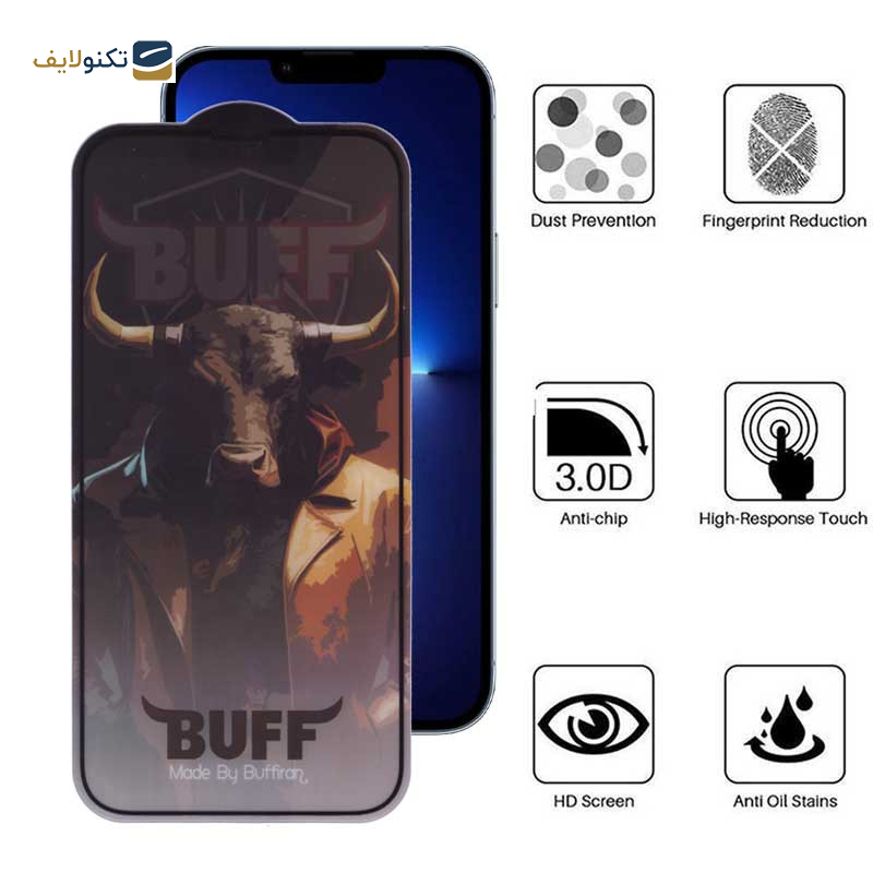 محافظ صفحه نمایش 5D بوف مدل Matte Pro-G مناسب برای گوشی موبایل اپل iPhone 13 Pro Max - Buff 5D Matte Pro-G Glass Screen Protector For Apple iPhone 13 Pro Max