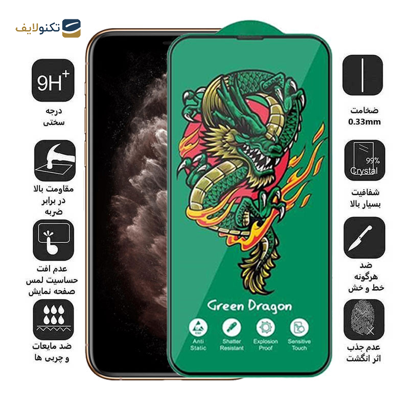 محافظ صفحه نمایش اپیکوی مدل Green Dragon ExplosionProof مناسب برای گوشی موبایل اپل iPhone 11 Pro/ XS/ X - Epicoy Green Dragon ExplosionProof Glass Screen Protector For Apple iPhone 11 Pro/ XS/ X
