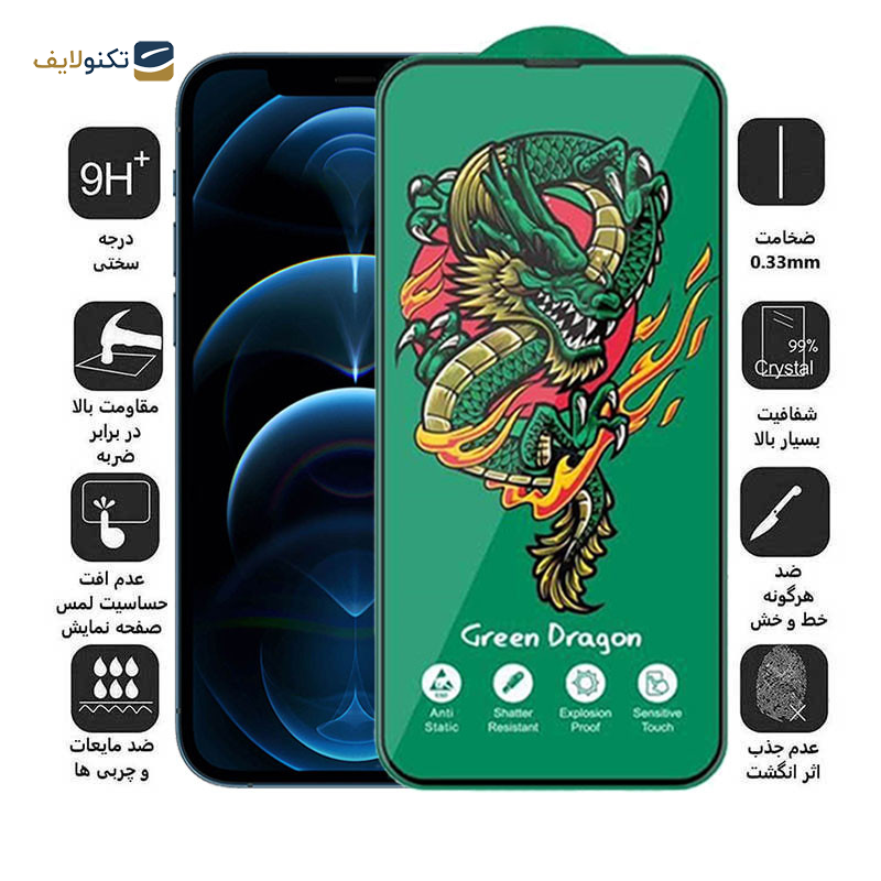 محافظ صفحه نمایش اپیکوی مدل Green Dragon ExplosionProof مناسب برای گوشی موبایل اپل iPhone 12 Pro Max - Epicoy Green Dragon ExplosionProof Glass Screen Protector For Apple iPhone 12 Pro Max