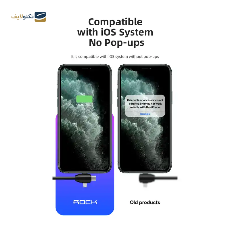 کابل تایپ سی - لایتنینگ - میکرو یو اس بی راک مدل G3 طول 1 متر - Rock G3 USB to Lightning-USB-C-MicroUSB Cable 1m