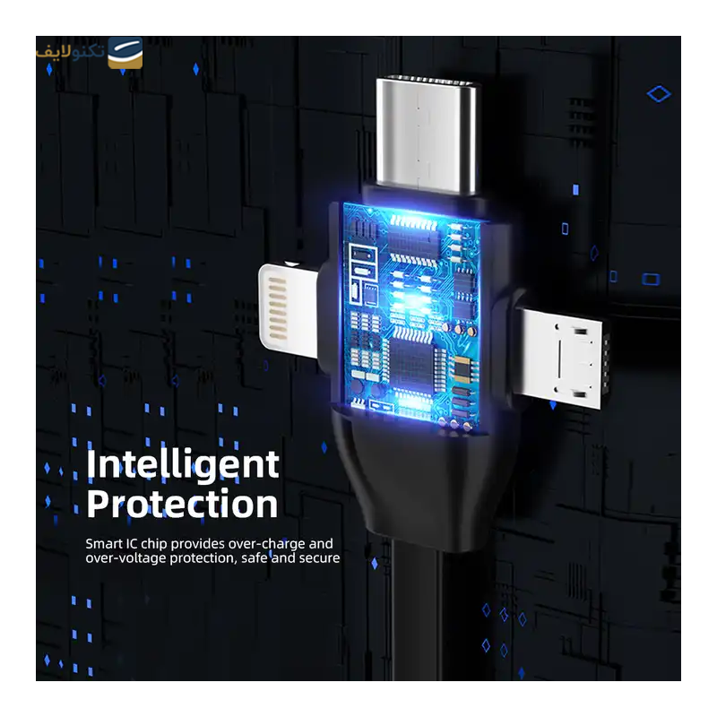 کابل تایپ سی - لایتنینگ - میکرو یو اس بی راک مدل G3 طول 1 متر - Rock G3 USB to Lightning-USB-C-MicroUSB Cable 1m