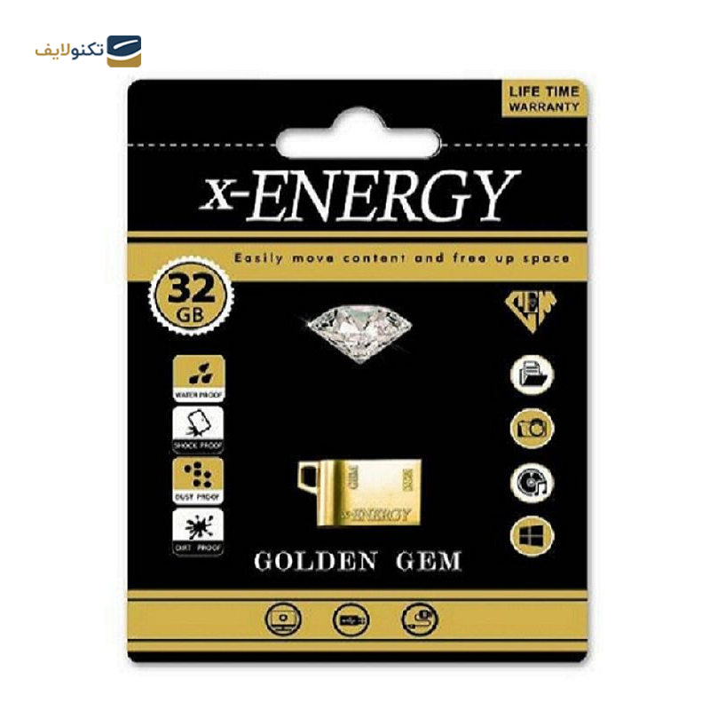 فلش مموری ایکس انرژی مدل Golden Gem ظرفیت 32 گیگابایت - X-Energy Golden Gem Flash Memory - 32GB