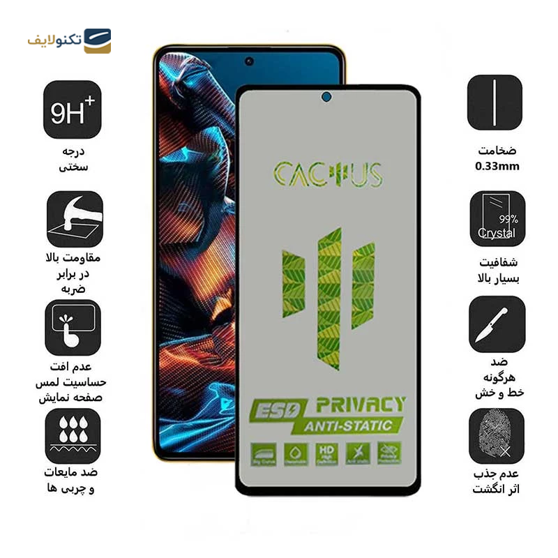 گلس حریم شخصی گوشی شیائومی Poco X4 Pro 5G اپیکوی مدل Cactus-ESD-Privacy - Epicoy Cactus-ESD-Privacy Xiaomi Poco X4 Pro 5G Screen Protector