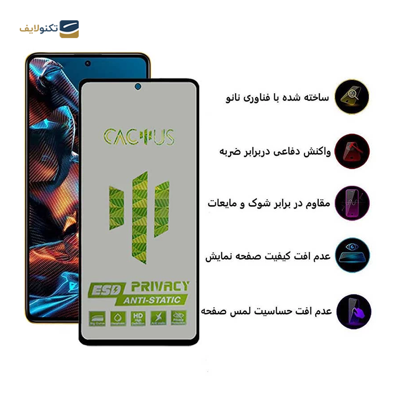 گلس حریم شخصی گوشی شیائومی Poco X4 Pro 5G اپیکوی مدل Cactus-ESD-Privacy - Epicoy Cactus-ESD-Privacy Xiaomi Poco X4 Pro 5G Screen Protector