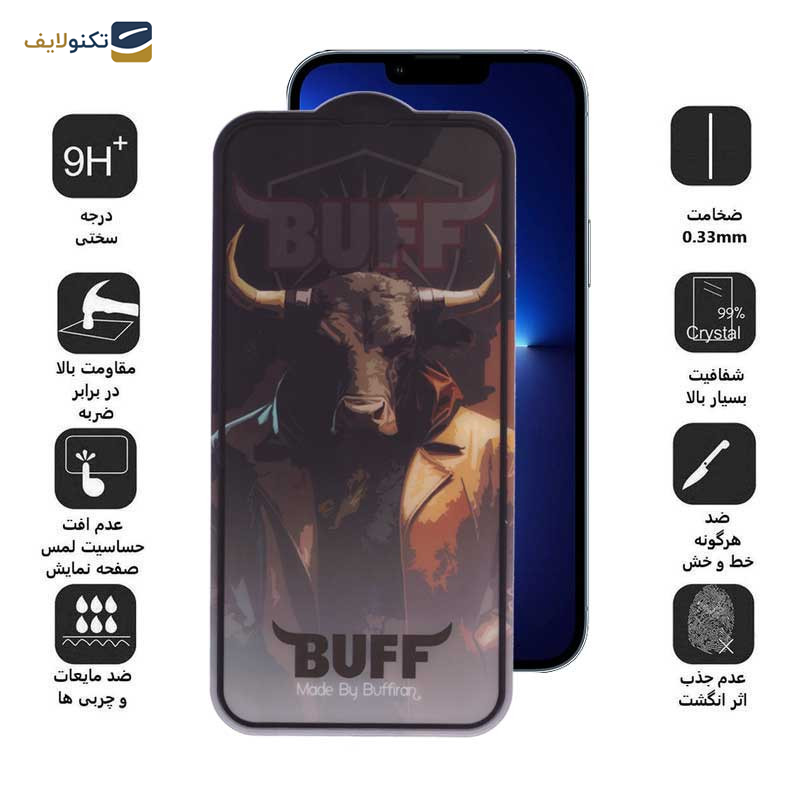 محافظ صفحه نمایش بوف مدل Crystal Pro-G مناسب برای گوشی موبایل اپل iPhone 13 Pro Max - Buff Crystal Pro-G Glass Screen Protector For Apple iPhone 13 Pro Max