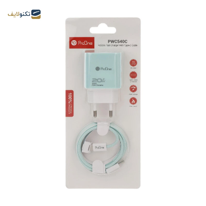 شارژر دیواری پرووان مدل PWC540C توان 20 وات به همراه کابل USB-C - 