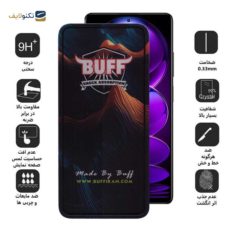 محافظ صفحه نمایش بوف مدل Mountain-G مناسب برای گوشی موبایل شیائومی Redmi Note 12 Explorer / Note 12 Discovery - BuffMountain-G  Glass Screen Protector For Xiaomi Redmi Note 12 Explorer / Note 12 Discovery