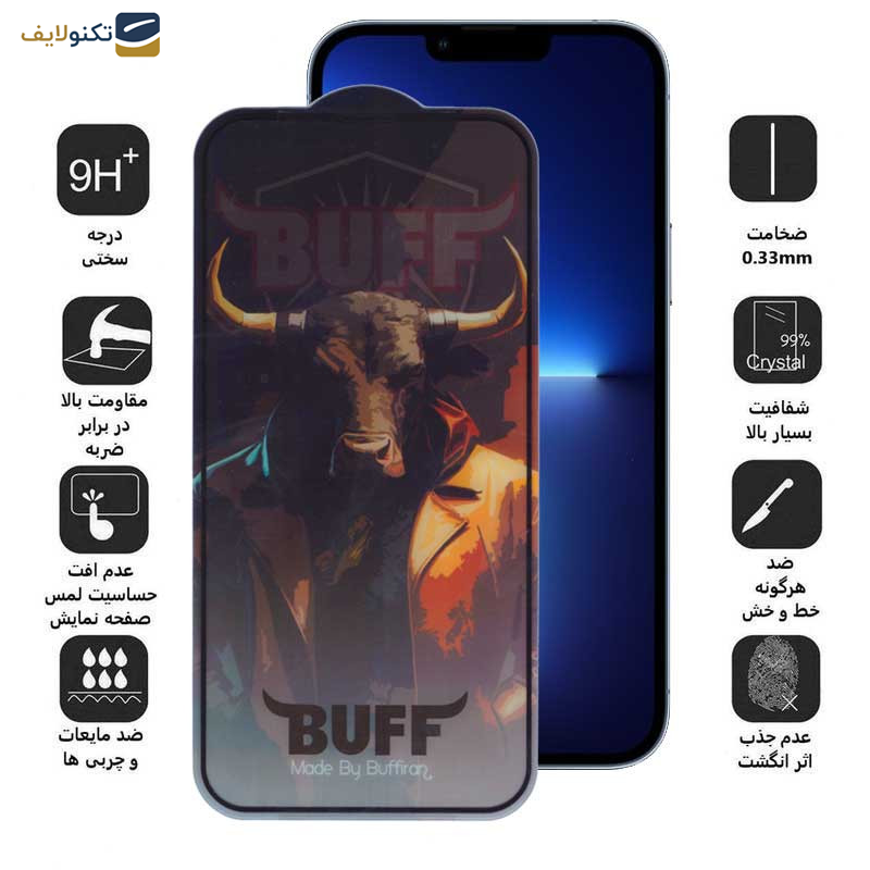 محافظ صفحه نمایش بوف مدل 5D Buffer-G مناسب برای گوشی موبایل اپل iPhone 13 Pro Max - 14 Plus - Buff 5D Buffer-G Glass Screen Protector For Apple iPhone 13 Pro Max - 14 Plus