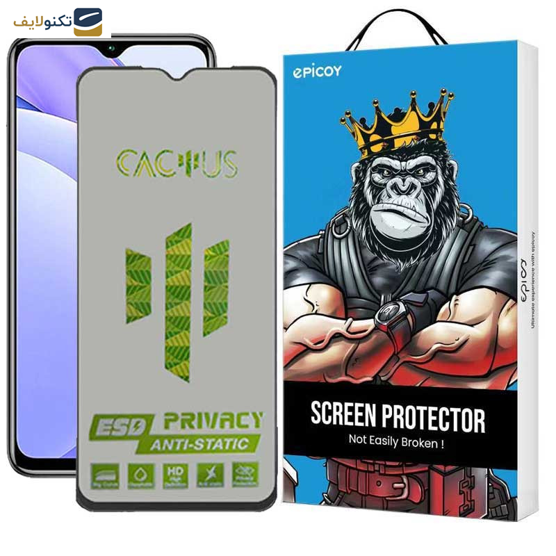 محافظ صفحه نمایش حریم شخصی اپیکوی مدل Cactus-ESD-Privacy مناسب برای گوشی موبایل شیائومی Redmi Note 9 4G - Note 8 Pro - 9 Power - 9 Prime - 9 - 10A - Epicoy Cactus-ESD-Privacy Screen Protector For Xiaomi Redmi Note 9 4G - Note 8 Pro - 9 Power - 9 Prime - 9 - 10A