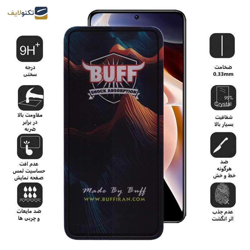 محافظ صفحه نمایش بوف مدل Mountain-G مناسب برای گوشی موبایل شیائومی Redmi Note 11 Pro Plus 5G(China/India)/Note 11 Pro 5G(China/5G/4G)/Note 11E Pro - Buff Mountain-G Glass Screen Protector For Xiaomi Redmi Note 11 Pro Plus 5G China/India /Note 11 Pro 5G China/5G/4G /Note 11E Pro