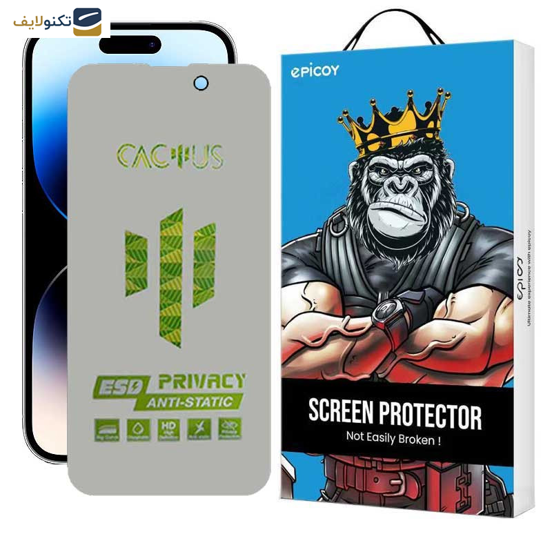 محافظ صفحه نمایش حریم شخصی اپیکوی مدل Cactus-ESD-Privacy مناسب برای گوشی موبایل اپل iPhone 14 Pro - Epicoy Cactus-ESD-Privacy Screen Protector For Apple iPhone 14 Pro