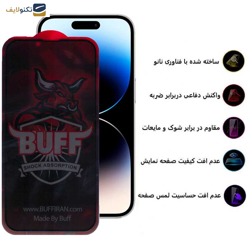 محافظ صفحه نمایش حریم شخصی بوف مدل Privacy Pro Plus-G مناسب برای گوشی موبایل اپل iPhone 14 - 13 Pro - 13 - Buff Privacy Pro Plus-G Glass Screen Protector For Apple iPhone 14 - 13 Pro - 13