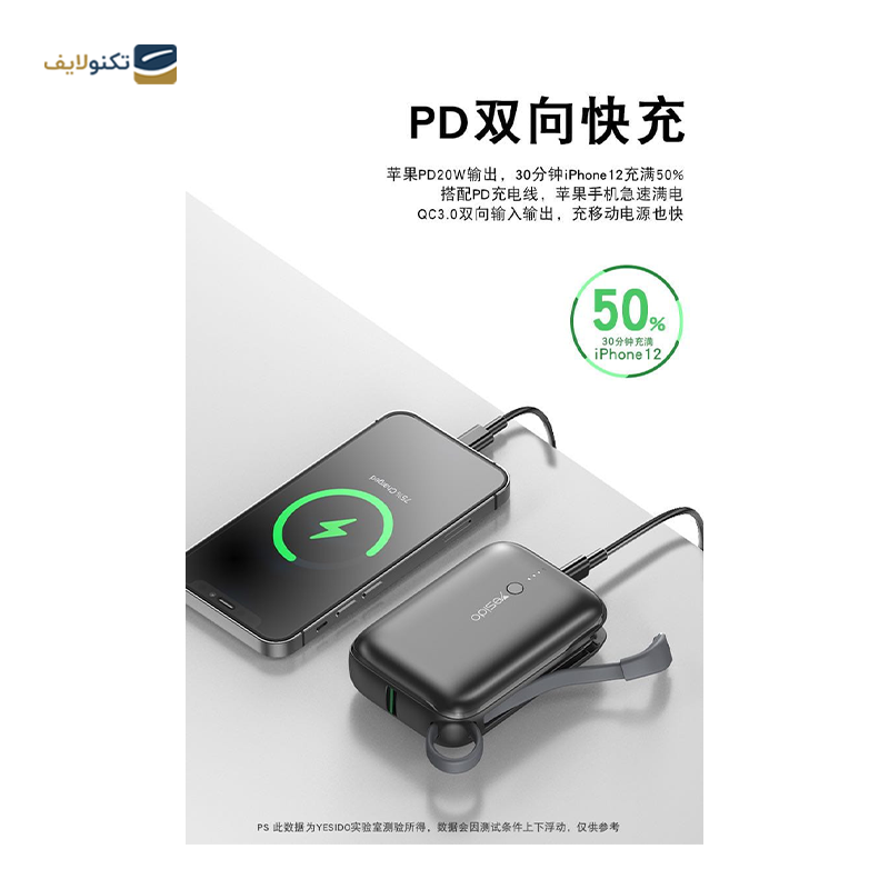 پاوربانک یسیدو مدل YP18 ظرفیت 10000 میلی آمپر ساعت - Yesido YP18 10000mAh Power Bank