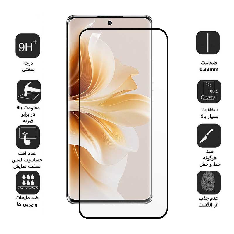 محافظ صفحه نمایش بوف مدل FullGlue-Max مناسب برای گوشی موبایل اوپو Oppo Reno 8 T 5G/9/9 Pro/9 Pro Plus/A2 Pro/A1 Pro - Buff FullGlue-Max Glass Screen Protector For Oppo Reno 8 T 5G/9/9 Pro/9 Pro Plus/A2 Pro/A1 Pro
