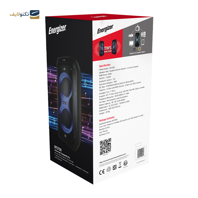 اسپیکر بلوتوثی انرجایزر مدل BTS750 - Energizer BTS750 Bluetooth Speaker