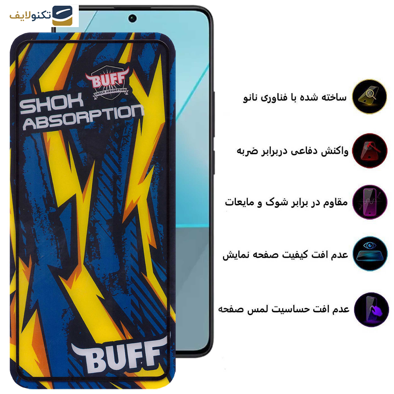 محافظ صفحه نمایش بوف مدل Shock-Shock-G مناسب برای گوشی موبایل شیائومی Redmi Note 13 Pro - Note 13R Pro - Note 13 - Buff Shock-Shock-G Glass Screen Protector For Xiaomi Redmi Note 13 Pro - Note 13R Pro - Note 13