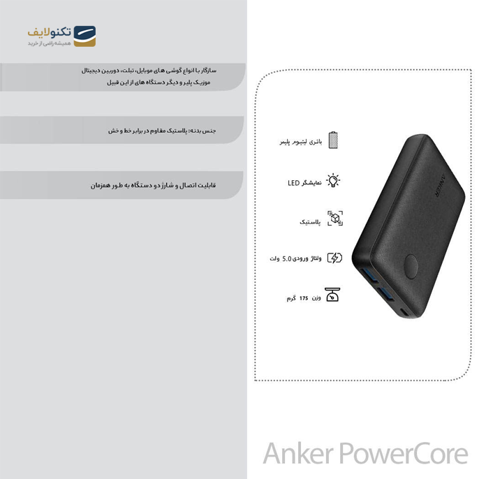 پاوربانک انکر مدل PowerCore Select A1223 ظرفیت 10000 میلی آمپر ساعت - Anker PowerCore Select A1223 10000mAh Power Bank
