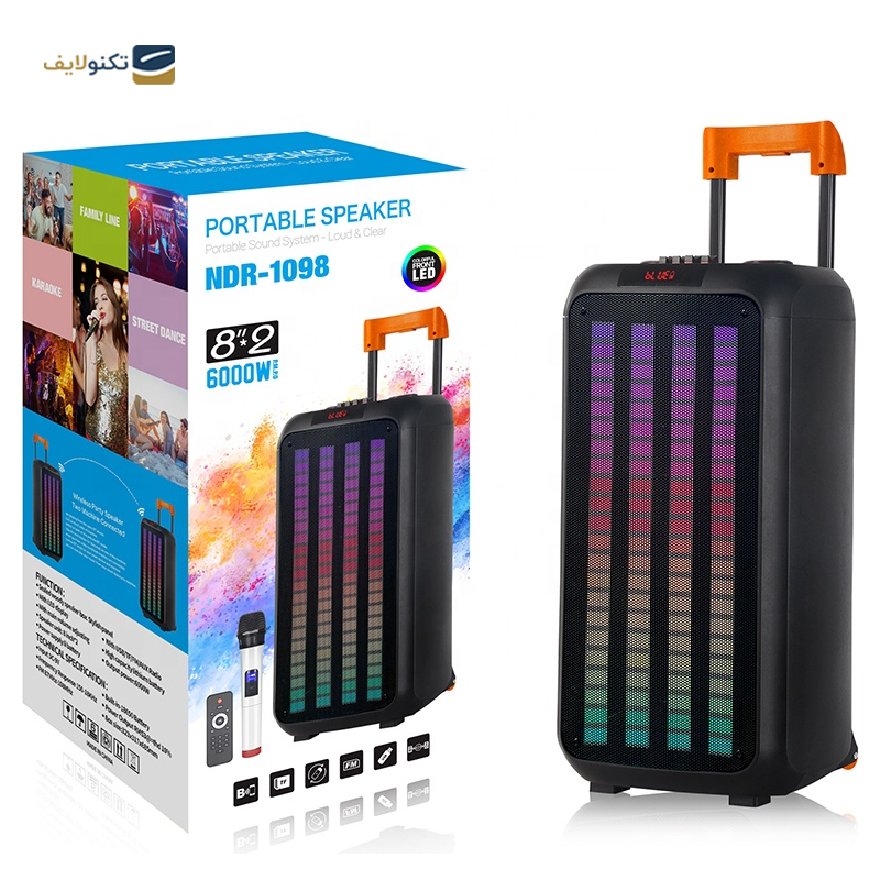 اسپیکر بلوتوثی چمدانی مدل NDR-1098 - NDR-1098 suitcase Bluetooth speaker