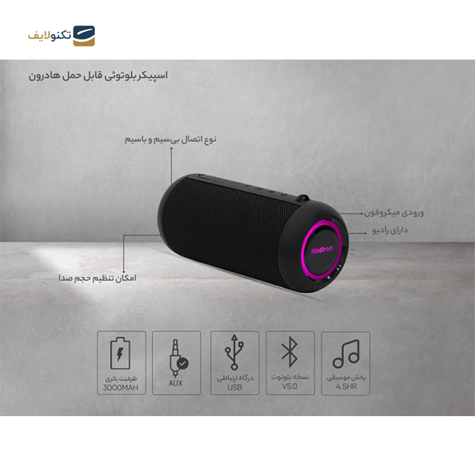  اسپیکر بلوتوثی قابل حمل هادرون مدل BTS115  - Hadron Portable Bluetooth Speaker BTS115