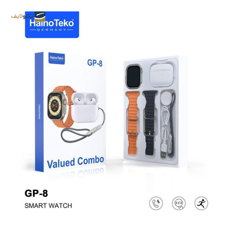 ساعت هوشمند هاینو تکو مدل GP8 به همراه هندزفری بی سیم - Haino Teko GP8 Smartwatch With Wireless Earbuds