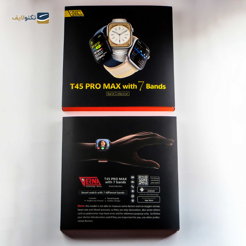 ساعت هوشمند ورنا مدل T45 Pro Max همراه با 7 بند - Verna T45 Pro Max Smartwatch with 7 band